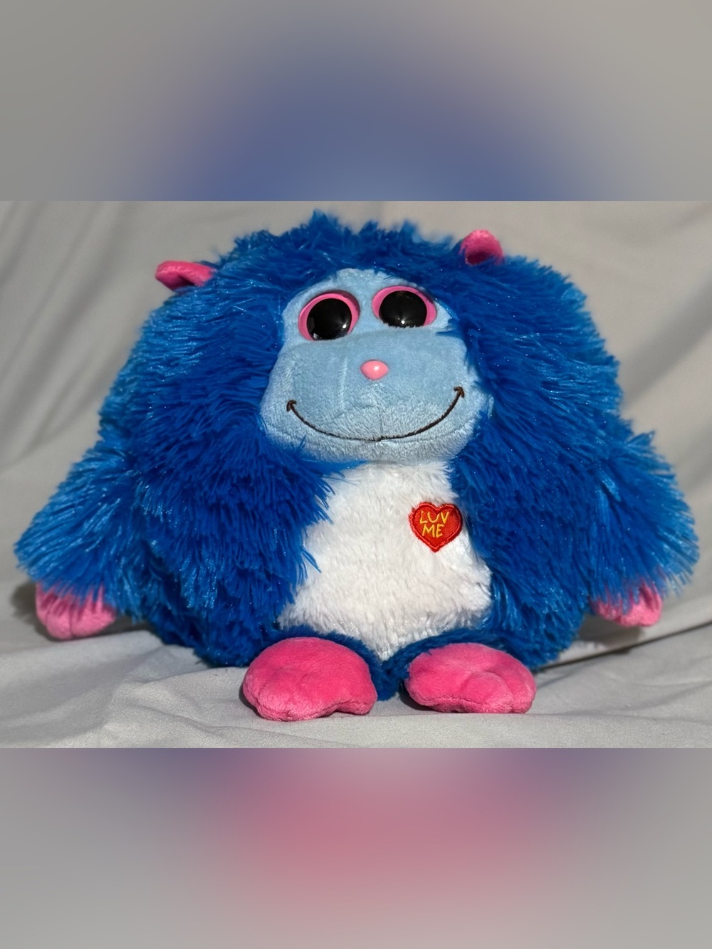 Ty Monstaz Jerry Blue Pink White Ear Tag 9” Plush Toy Lovey Chirps Works